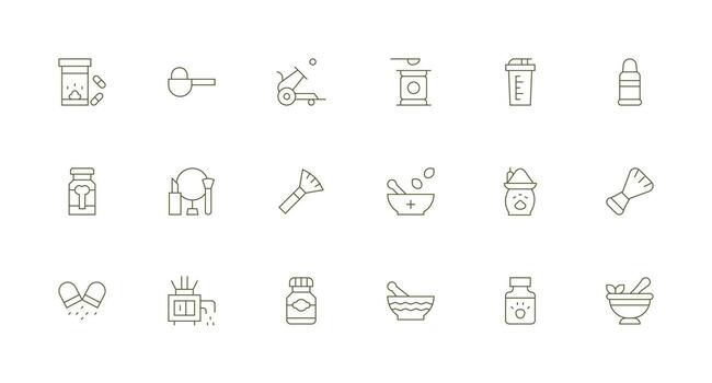 Minimal Line Icons from Powder Set with 18 Vectors Scalable Icon Pack