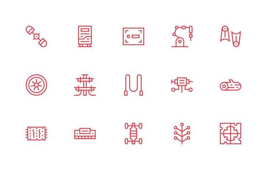 Component Icon Collection with 15 Regular Line Designs Flat Icon Set vector