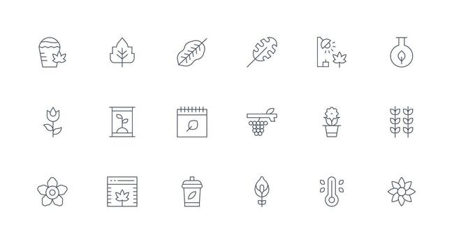 hoja visual paquete conteniendo 18 mínimo línea íconos básico icono serie vector