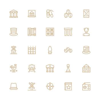25 Medium Stroke Outline Icons for Classic Graphics UI Icon Set vector