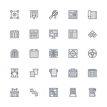 25 Icons for Grid in Medium Stroke Outline Format Reusable Icon Set vector