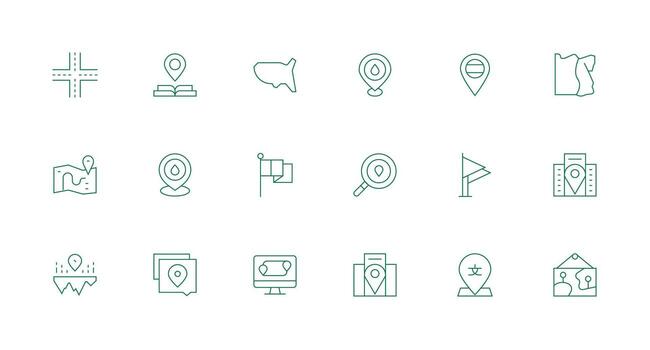geográfico visual paquete conteniendo 18 mínimo línea íconos web icono colección vector
