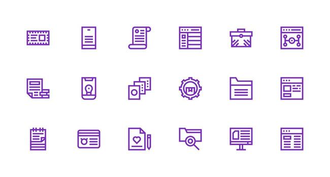 18 Icons for Content Management in Strong Stroke Line Format Neat Icon Set vector
