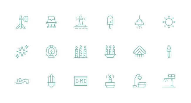 18 Icons for Light in Minimal Line Format Scalable Icons for All Themes vector