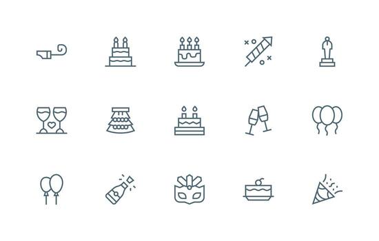 Regular Line Icons from Celebration Icon Set with 15 Vectors Functional Icon Series