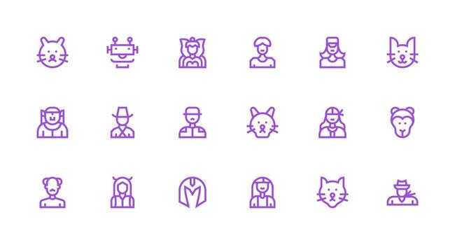 18 Strong Stroke Line Designs for Character Icons Scalable Icons for All Themes vector