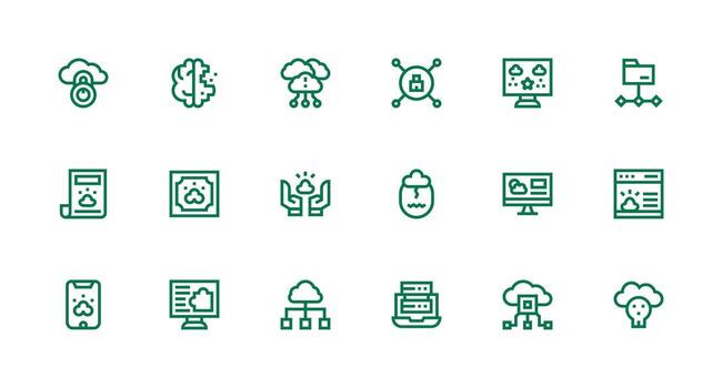 18 fuerte carrera línea vectores para nube informática tema todas dispositivo compatible icono conjunto