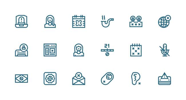 Blocked Design Icons featuring 18 in Strong Stroke Line Style Compact Icon Set vector