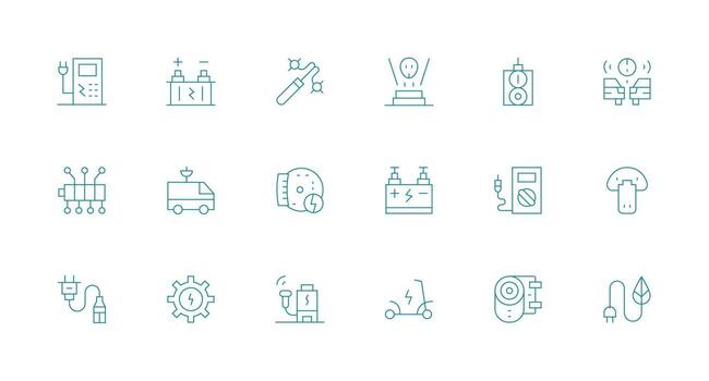 Charging Visual Pack containing 18 Minimal Line Icons Well-Structured Icons for Creative Use vector