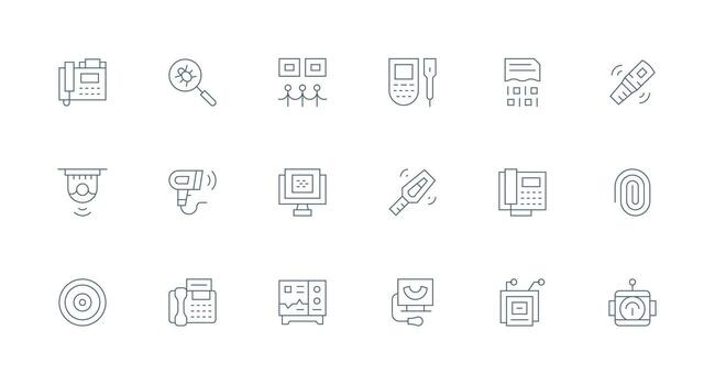 Minimal Line Icons from Scanning Set with 18 Vectors Standard Icon Pack