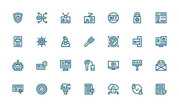 Authentication Design Icons featuring 28 in Bold Line Style Customizable Icon Series for Mobile Screens vector