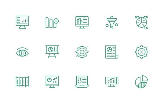 15 Regular Line Style Icons from Data Analysis Collection Organized Icon Pack for Quick Access vector