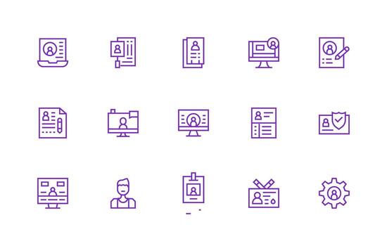 personal datos visual paquete conteniendo 15 regular línea íconos diseño icono colección vector