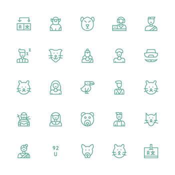 25 íconos para personaje en medio carrera contorno formato neutral estilo íconos para ninguna proyecto vector