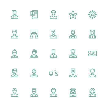 cliente visual paquete conteniendo 25 medio carrera contorno íconos interfaz icono colección para diario proyectos vector