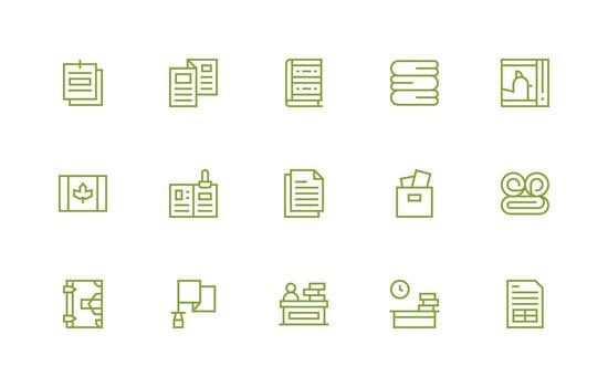 15 Regular Line Vectors for Papers Theme Icon Set for Projects