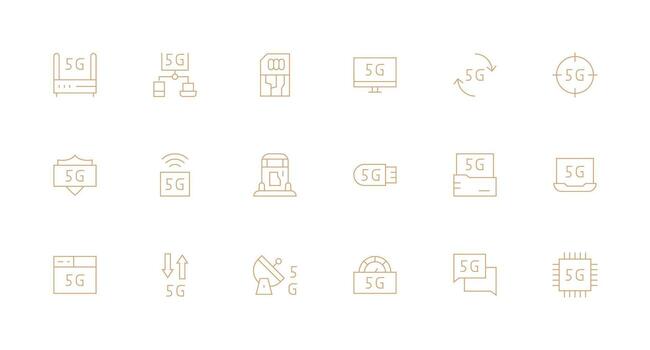 5G Design Icons featuring 18 in Minimal Line Style Compact Icon Set vector