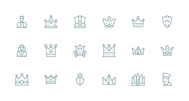 Monarch Design Icons featuring 18 in Minimal Line Style Responsive Icon Set for Flexible Layouts vector