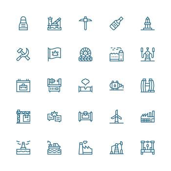 25 Icons for Industry in Medium Stroke Outline Format Complete Icon Bundle for Web Design vector