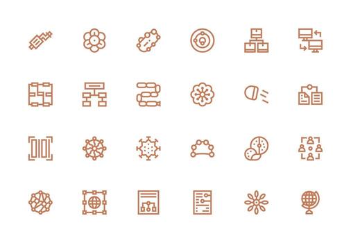 datos fluir presentando 24 íconos en grueso línea línea diseño limpiar conjunto para diseño prototipos vector