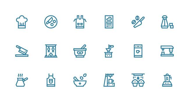 Strong Stroke Line Style Preparation Icons with 18 Vectors Design Ready Icon Set for Teams
