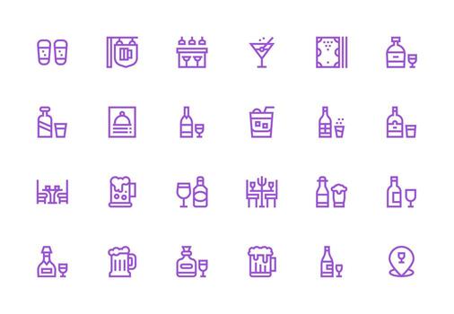 24 Thick Line Line Icons for Pub Graphics Essential Icons for Rapid UI Building vector