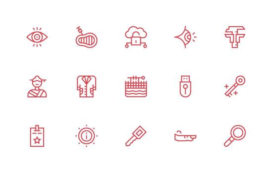 15 Regular Line Style Icons from Key Collection Modern Icon Set vector