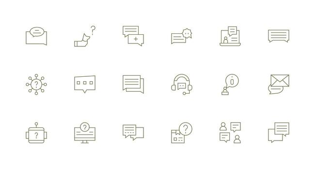 apoyo solicitud diseño íconos presentando 18 en mínimo línea estilo completar icono conjunto para móvil aplicaciones vector