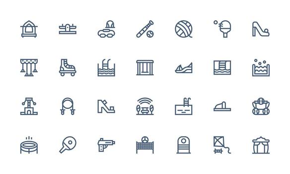 Recreation featuring 28 Icons in Bold Line Design Icon Set for Web vector