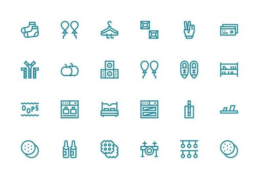 Two Set with 24 Thick Line Line Icons High-Resolution Icons for Any Platform vector