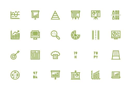 24 Thick Line Line Icons for Data Visualization Graphics Dashboard Icon Series vector