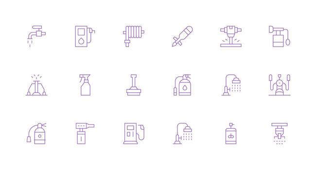 boquilla presentando 18 íconos en mínimo línea diseño de múltiples fines icono conjunto vector