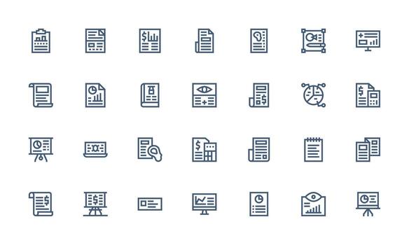 Summary Visual Pack containing 28 Bold Line Icons Scalable Icons for All Themes vector