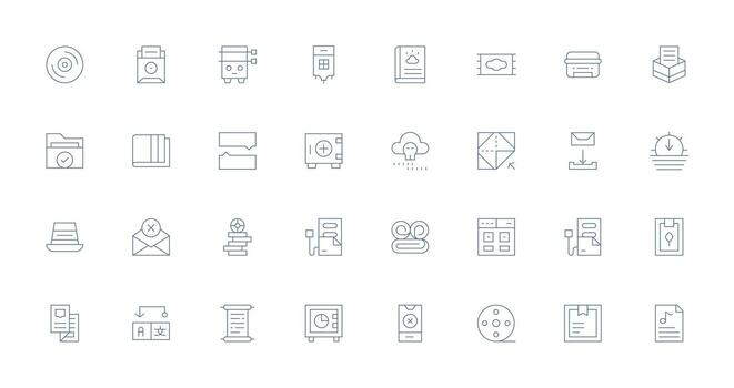 archivo conjunto con 32 Delgado línea íconos neutral estilo íconos para ninguna proyecto vector