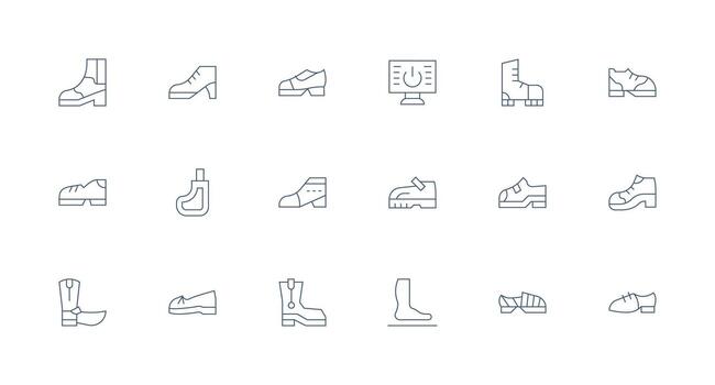 Boot featuring 18 Icons in Minimal Line Design Line Icon Collection vector