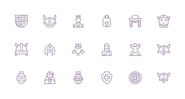 Warrior Design Icons featuring 18 in Minimal Line Style Multi-Purpose Icon Set vector