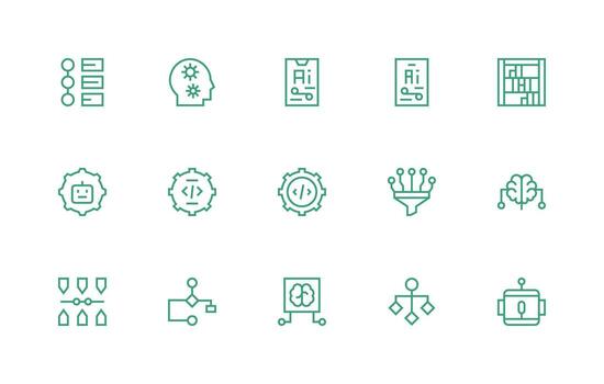 15 Regular Line Vectors for Algorithm Theme Digital Product Icons for Fast Delivery