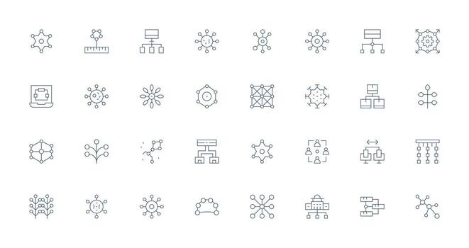 Nodes including 32 Thin Line Illustrations Icons Built for Visual Consistency Pack vector