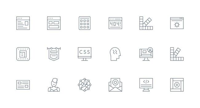mínimo línea íconos desde web diseño conjunto con 18 vectores ligero icono serie para rápido prototipos