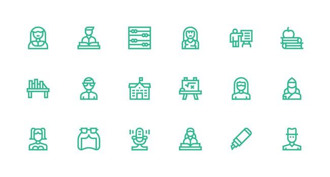 Teacher Set with 18 Strong Stroke Line Icons Core Icon Collection for Daily Tasks vector