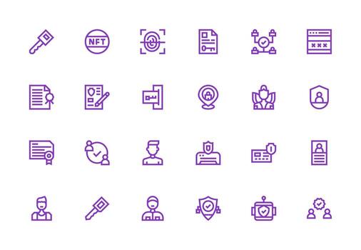 Authentication Icon Collection with 24 Thick Line Line Designs Simplified Icon Pack for Visual Tools vector