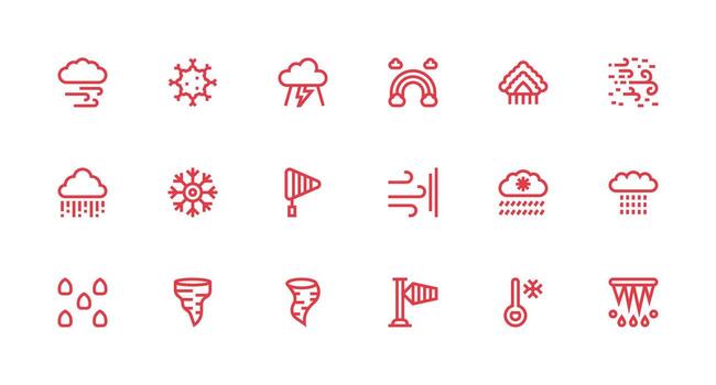 Meteorological Icon Set with 18 Strong Stroke Line Graphics Minimal Icon Pack vector