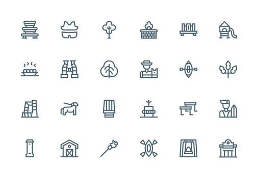 24 Icons for Outdoors in Thick Line Line Format Simple Icons for Interface and Wireframes vector