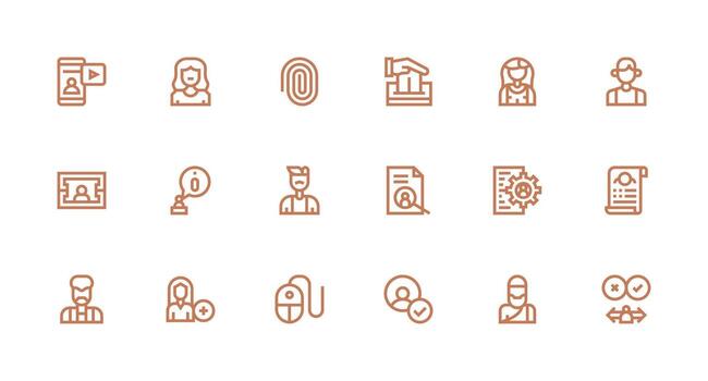 User Design Icons featuring 18 in Strong Stroke Line Style Complete Icon Set for Mobile Apps vector