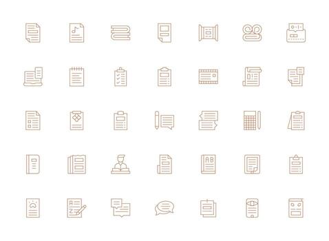 35 ligero línea íconos para notas gráficos íconos construido para visual consistencia paquete vector