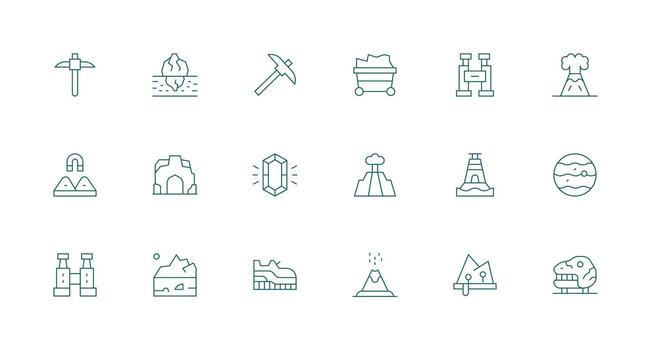 18 Minimal Line Icons for Geology Graphics Interface Icon Collection for Daily Projects vector