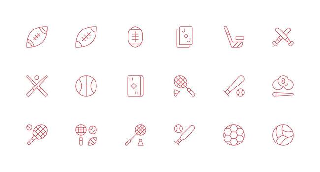 Game Icon featuring 18 Icons in Minimal Line Design Basic Icon Series vector