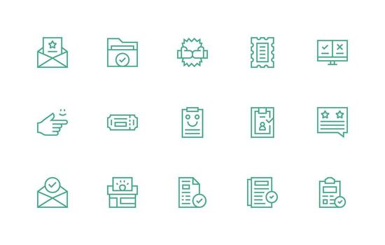 Confirmation Icon Collection with 15 Regular Line Designs Reusable Icon Set vector