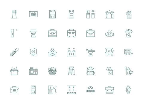 portátil visual paquete conteniendo 35 ligero línea íconos flexible icono sistema para web interfaces vector