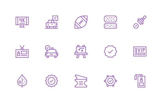 Regular Line Style Pass Icons with 15 Vectors Core Icon Collection for Daily Tasks
